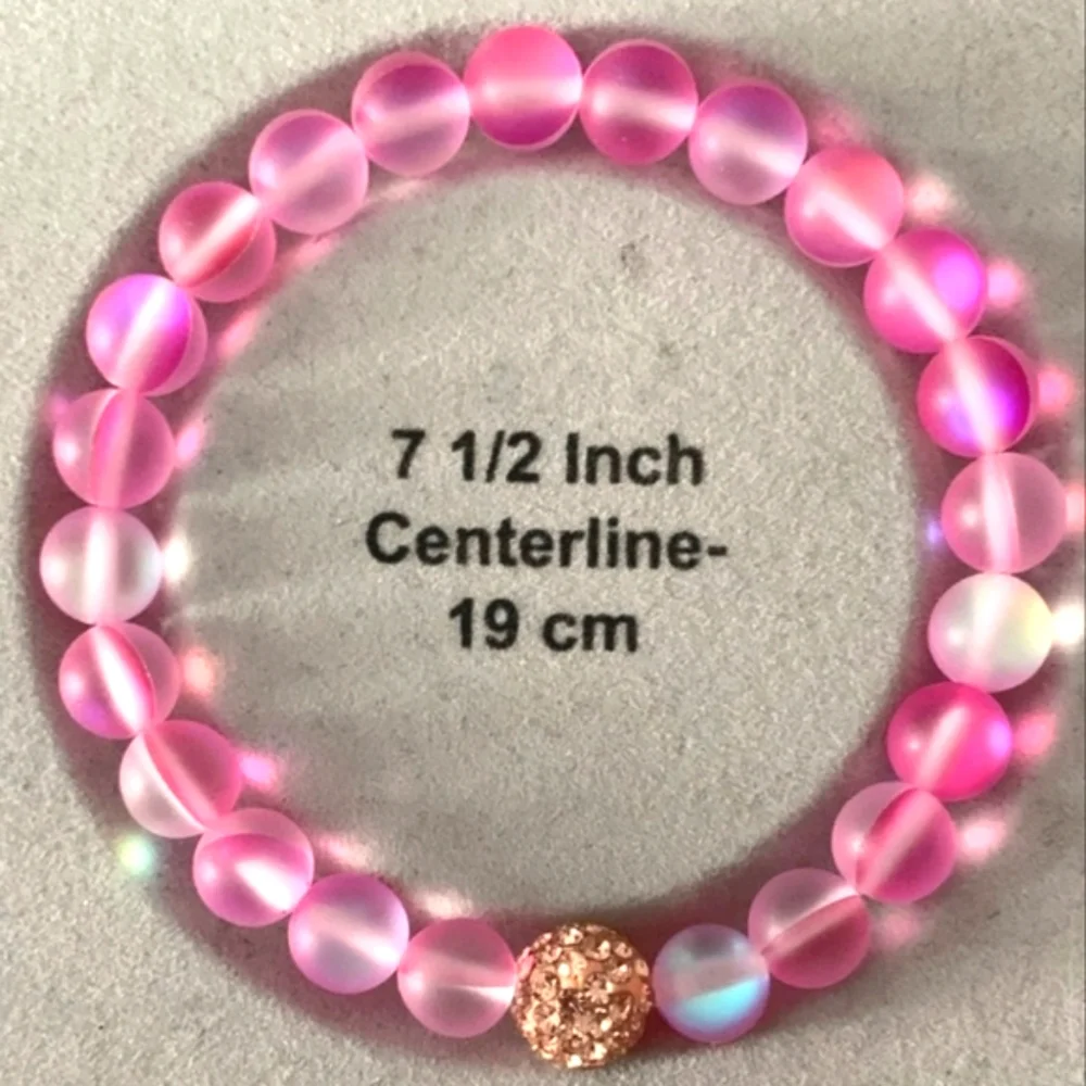 Iridescent Rose Quartz Stretch Bracelets, Set Of 3